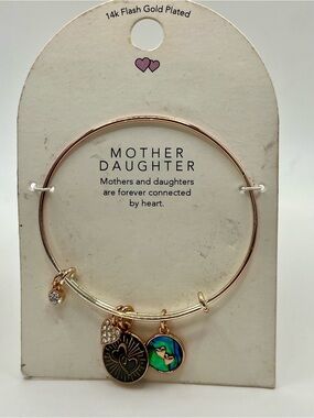 Mother Daughter Gold-Tone Charm Bangle Bracelet